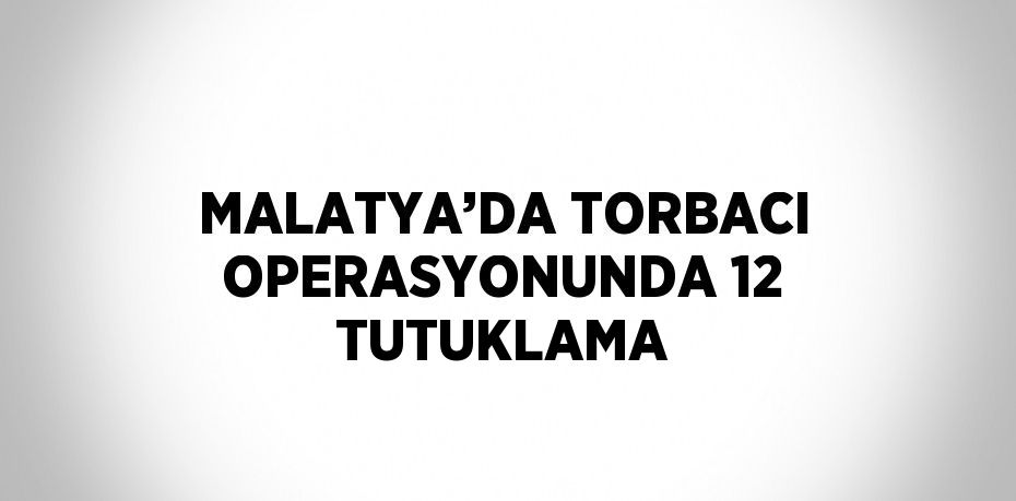 MALATYA’DA TORBACI OPERASYONUNDA 12 TUTUKLAMA