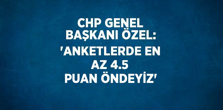 CHP GENEL BAŞKANI ÖZEL: 'ANKETLERDE EN AZ 4.5 PUAN ÖNDEYİZ'