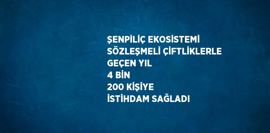 ŞENPİLİÇ EKOSİSTEMİ SÖZLEŞMELİ ÇİFTLİKLERLE GEÇEN YIL 4 BİN 200 KİŞİYE İSTİHDAM SAĞLADI