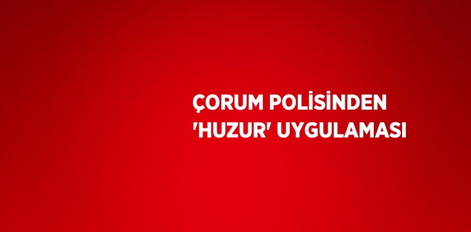 ÇORUM POLİSİNDEN 'HUZUR' UYGULAMASI