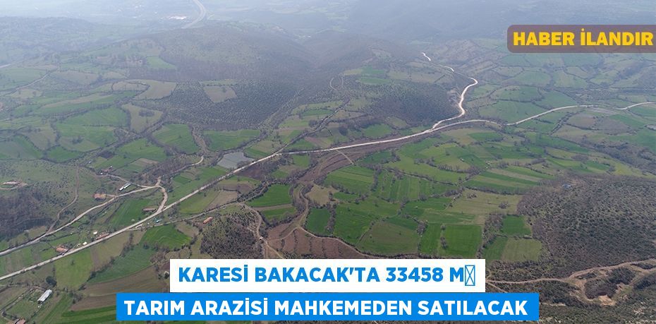 Karesi Bakacak'ta 33458 m² tarım arazisi mahkemeden satılacak