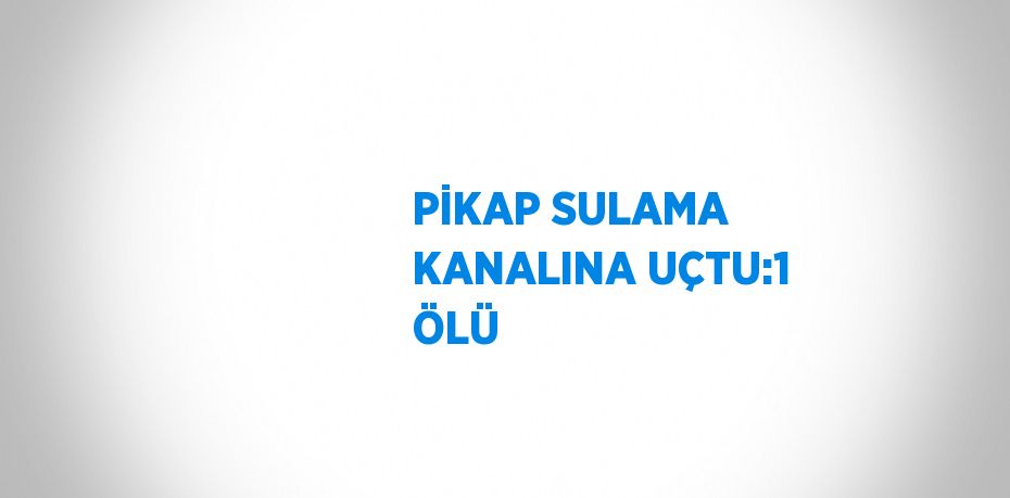 PİKAP SULAMA KANALINA UÇTU:1 ÖLÜ