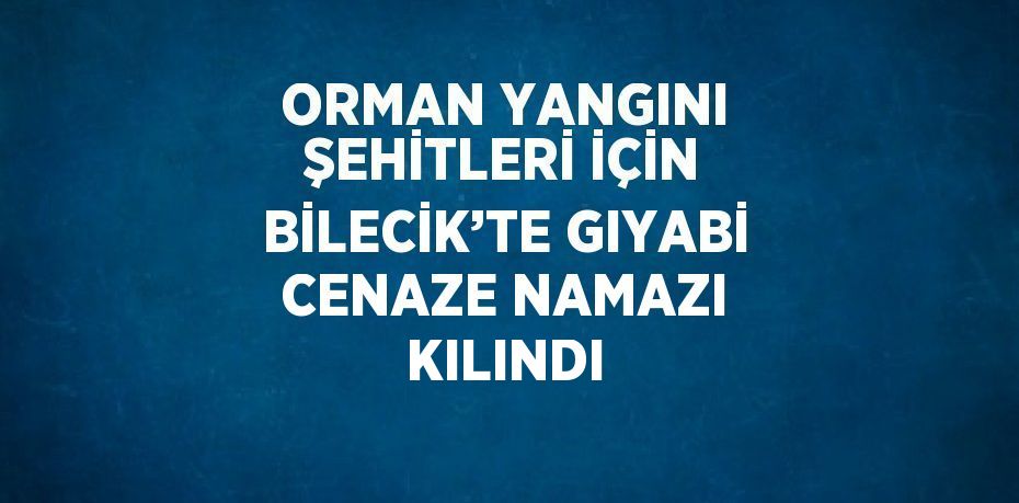 ORMAN YANGINI ŞEHİTLERİ İÇİN BİLECİK’TE GIYABİ CENAZE NAMAZI KILINDI