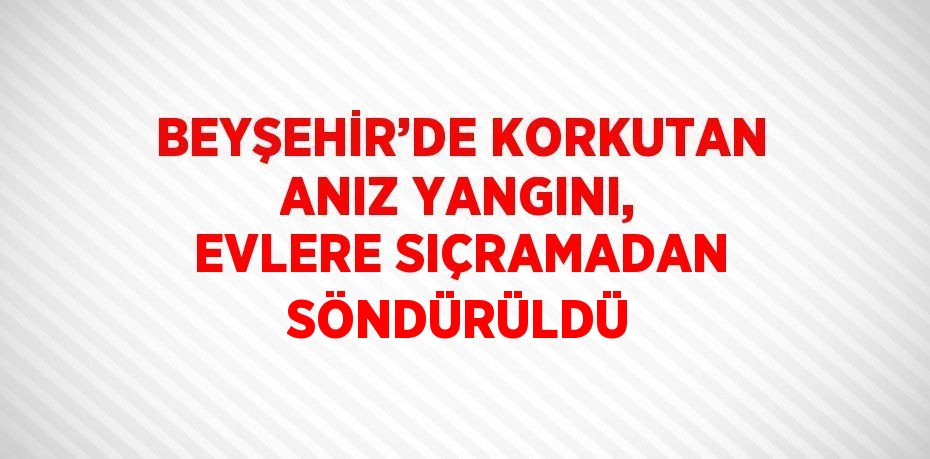 BEYŞEHİR’DE KORKUTAN ANIZ YANGINI, EVLERE SIÇRAMADAN SÖNDÜRÜLDÜ