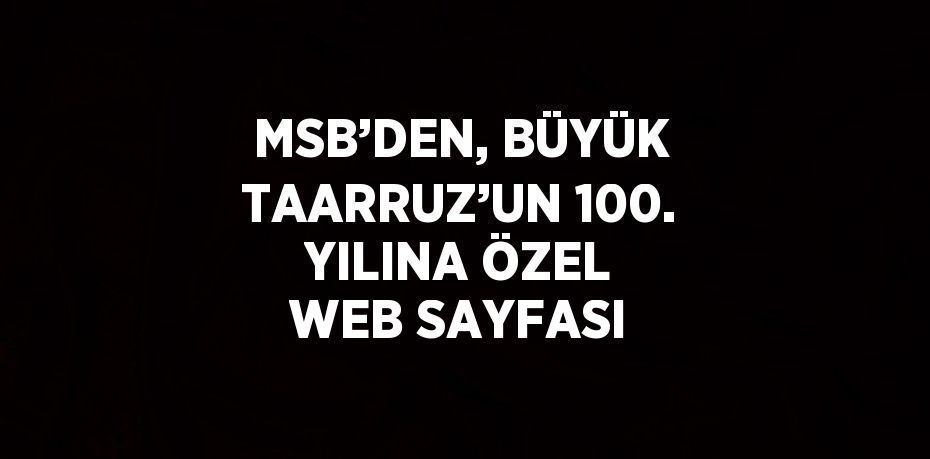 MSB’DEN, BÜYÜK TAARRUZ’UN 100. YILINA ÖZEL WEB SAYFASI