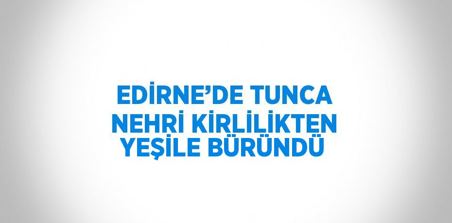 EDİRNE’DE TUNCA NEHRİ KİRLİLİKTEN YEŞİLE BÜRÜNDÜ