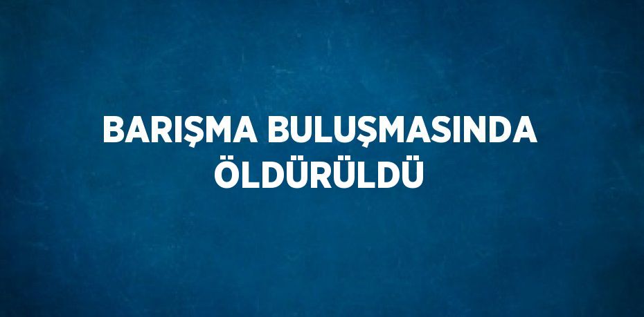 BARIŞMA BULUŞMASINDA ÖLDÜRÜLDÜ