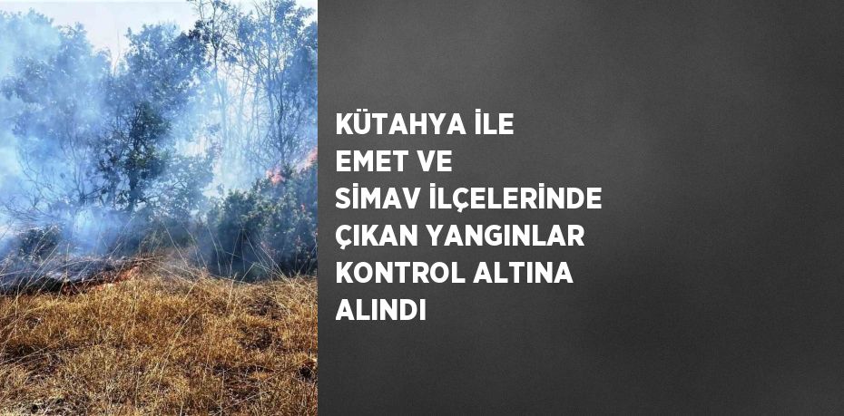 KÜTAHYA İLE EMET VE SİMAV İLÇELERİNDE ÇIKAN YANGINLAR KONTROL ALTINA ALINDI