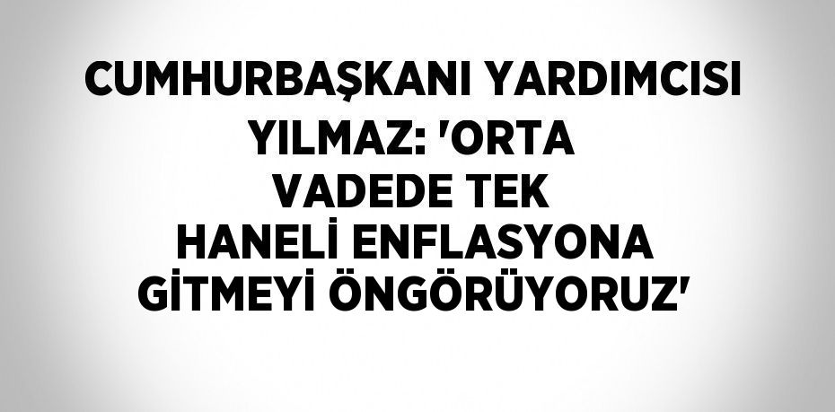 CUMHURBAŞKANI YARDIMCISI YILMAZ: 'ORTA VADEDE TEK HANELİ ENFLASYONA GİTMEYİ ÖNGÖRÜYORUZ'