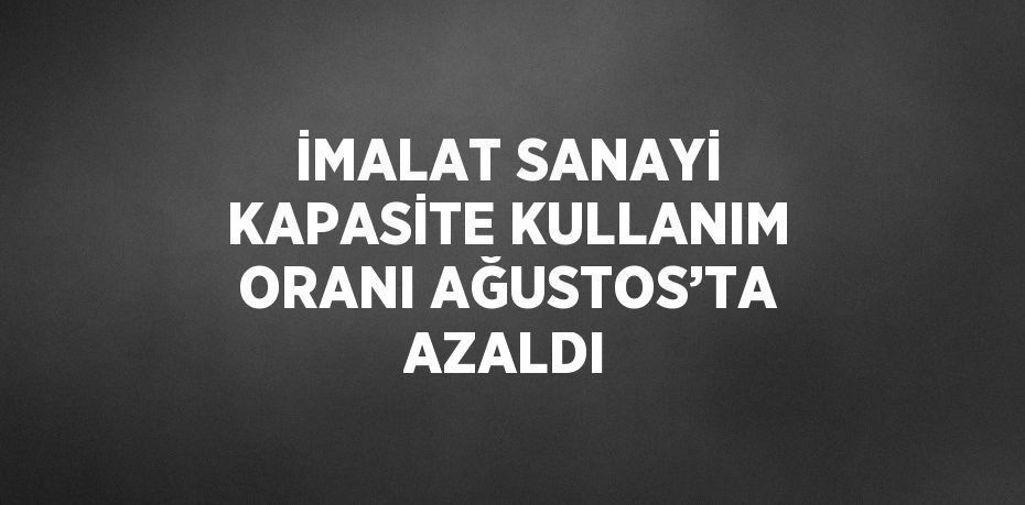 İMALAT SANAYİ KAPASİTE KULLANIM ORANI AĞUSTOS’TA AZALDI