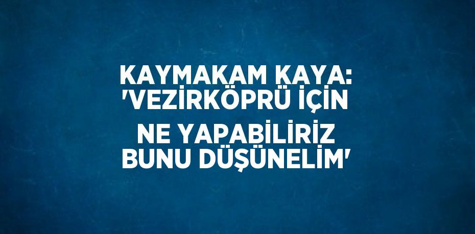 KAYMAKAM KAYA: 'VEZİRKÖPRÜ İÇİN NE YAPABİLİRİZ BUNU DÜŞÜNELİM'