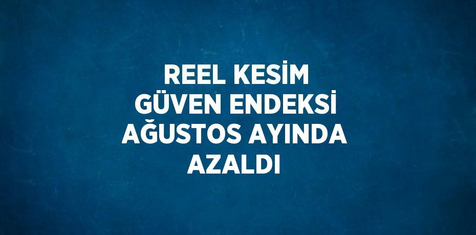 REEL KESİM GÜVEN ENDEKSİ AĞUSTOS AYINDA AZALDI