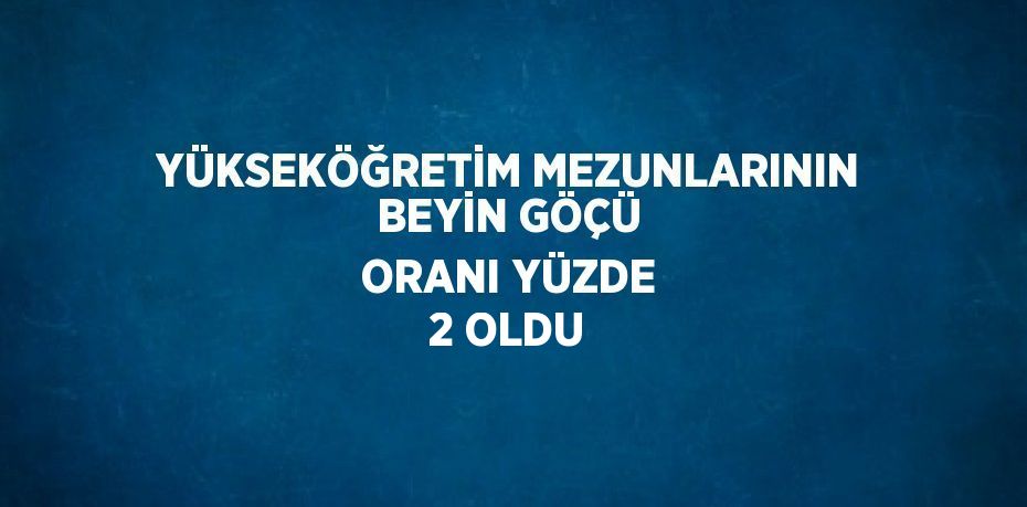 YÜKSEKÖĞRETİM MEZUNLARININ BEYİN GÖÇÜ ORANI YÜZDE 2 OLDU