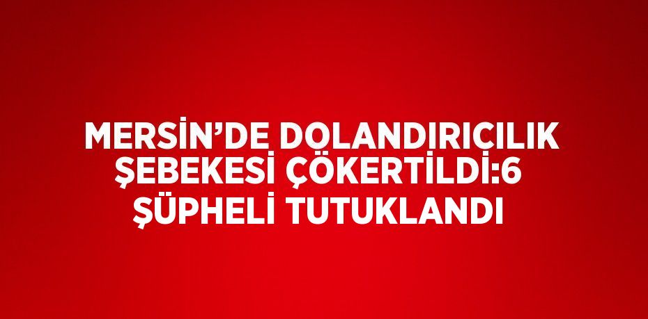 MERSİN’DE DOLANDIRICILIK ŞEBEKESİ ÇÖKERTİLDİ:6 ŞÜPHELİ TUTUKLANDI