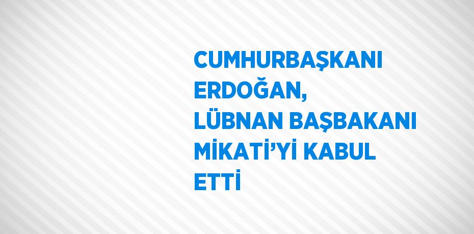 CUMHURBAŞKANI ERDOĞAN, LÜBNAN BAŞBAKANI MİKATİ’Yİ KABUL ETTİ