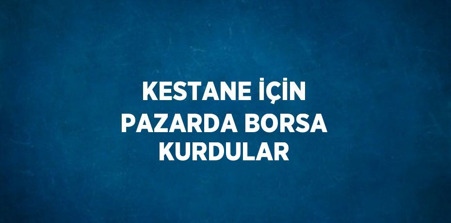 KESTANE İÇİN PAZARDA BORSA KURDULAR