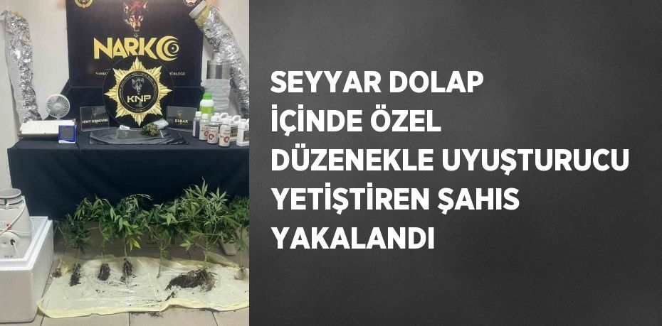 SEYYAR DOLAP İÇİNDE ÖZEL DÜZENEKLE UYUŞTURUCU YETİŞTİREN ŞAHIS YAKALANDI