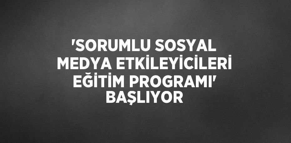 'SORUMLU SOSYAL MEDYA ETKİLEYİCİLERİ EĞİTİM PROGRAMI' BAŞLIYOR