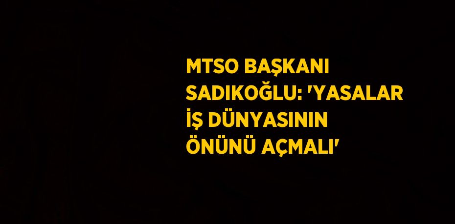 MTSO BAŞKANI SADIKOĞLU: 'YASALAR İŞ DÜNYASININ ÖNÜNÜ AÇMALI'