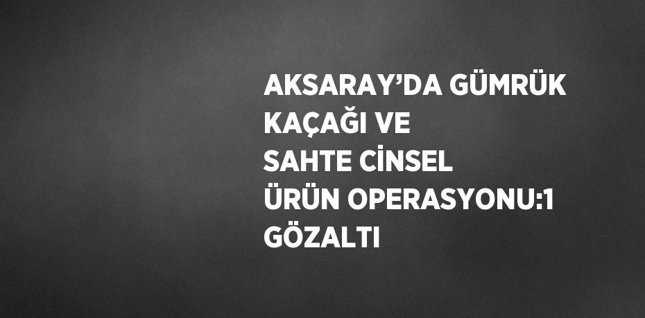 AKSARAY’DA GÜMRÜK KAÇAĞI VE SAHTE CİNSEL ÜRÜN OPERASYONU:1 GÖZALTI