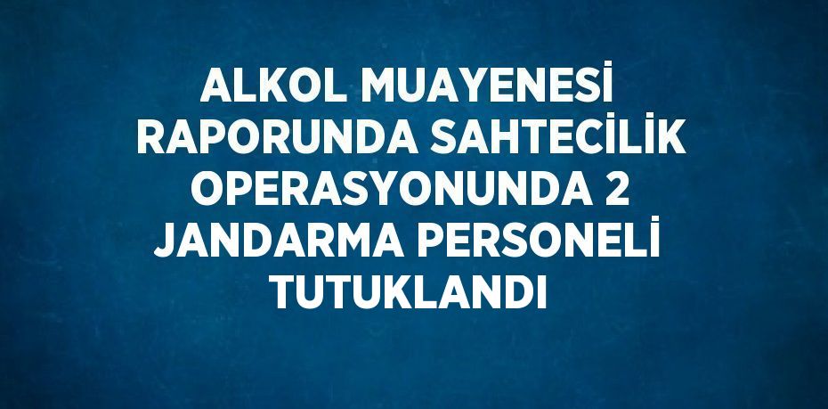 ALKOL MUAYENESİ RAPORUNDA SAHTECİLİK OPERASYONUNDA 2 JANDARMA PERSONELİ TUTUKLANDI