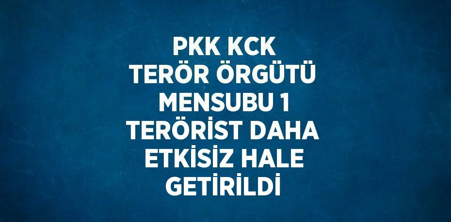 PKK KCK TERÖR ÖRGÜTÜ MENSUBU 1 TERÖRİST DAHA ETKİSİZ HALE GETİRİLDİ