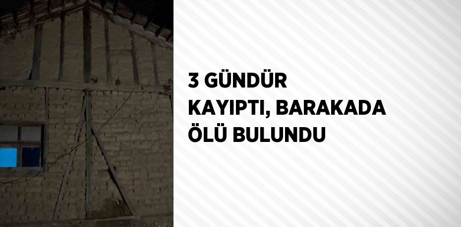 3 GÜNDÜR KAYIPTI, BARAKADA ÖLÜ BULUNDU