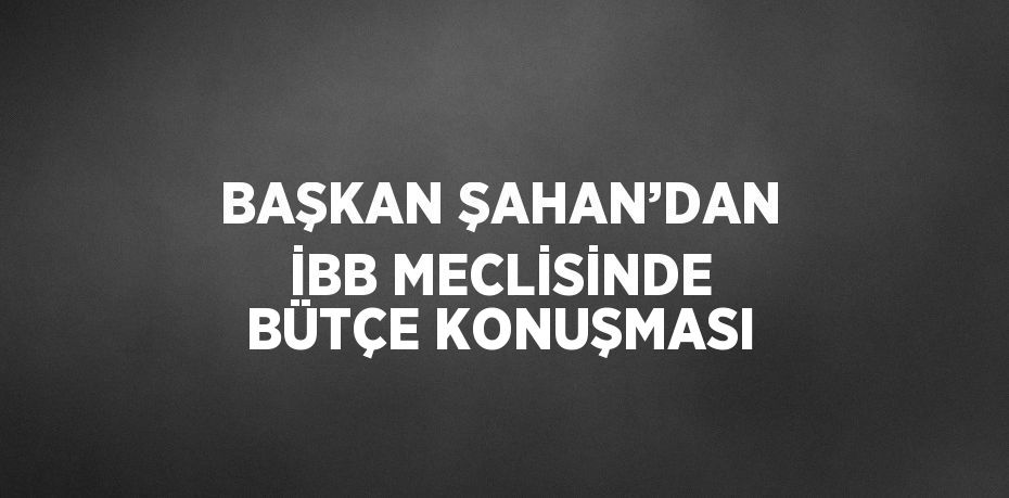 BAŞKAN ŞAHAN’DAN İBB MECLİSİNDE BÜTÇE KONUŞMASI