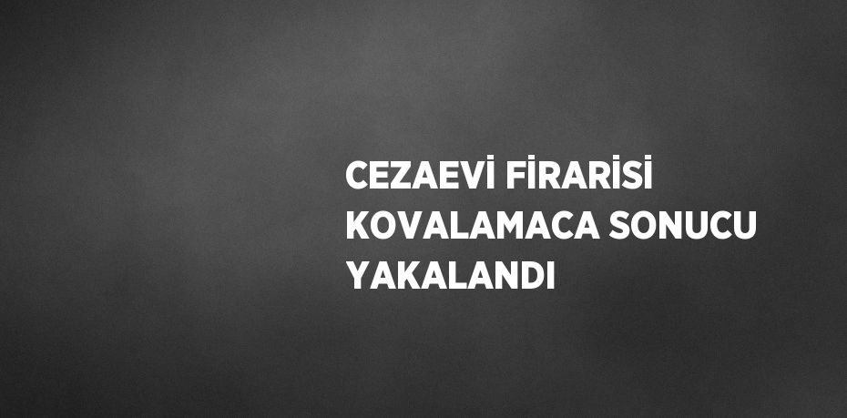 CEZAEVİ FİRARİSİ KOVALAMACA SONUCU YAKALANDI