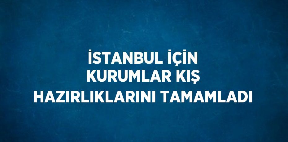 İSTANBUL İÇİN KURUMLAR KIŞ HAZIRLIKLARINI TAMAMLADI