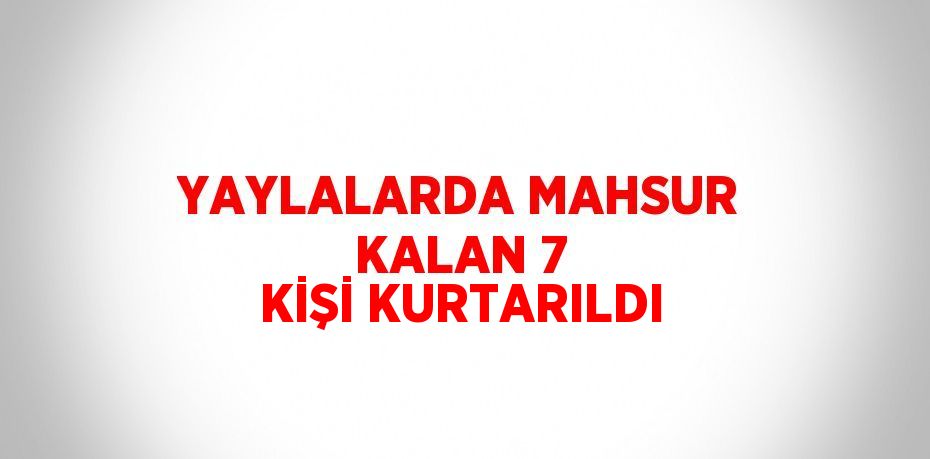 YAYLALARDA MAHSUR KALAN 7 KİŞİ KURTARILDI