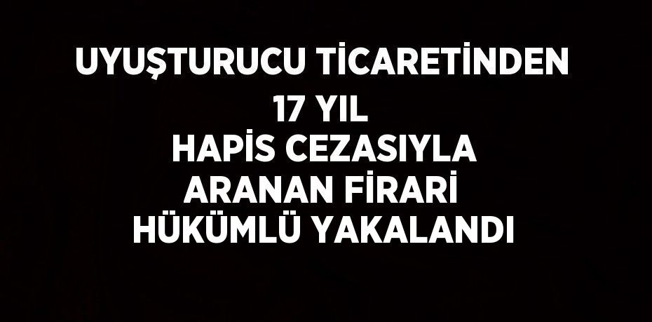 UYUŞTURUCU TİCARETİNDEN 17 YIL HAPİS CEZASIYLA ARANAN FİRARİ HÜKÜMLÜ YAKALANDI