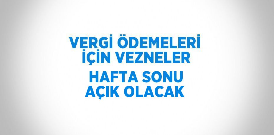 VERGİ ÖDEMELERİ İÇİN VEZNELER HAFTA SONU AÇIK OLACAK