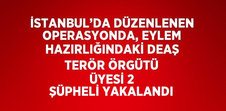 İSTANBUL’DA DÜZENLENEN OPERASYONDA, EYLEM HAZIRLIĞINDAKİ DEAŞ TERÖR ÖRGÜTÜ ÜYESİ 2 ŞÜPHELİ YAKALANDI