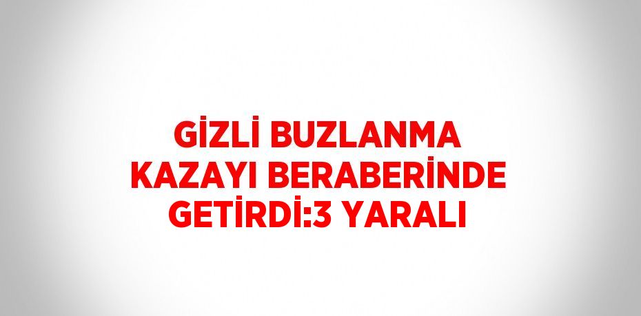 GİZLİ BUZLANMA KAZAYI BERABERİNDE GETİRDİ:3 YARALI