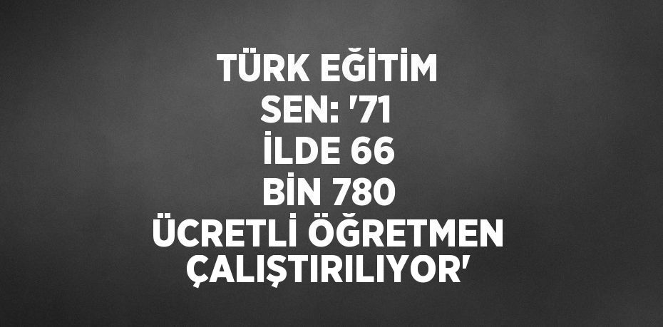 TÜRK EĞİTİM SEN: '71 İLDE 66 BİN 780 ÜCRETLİ ÖĞRETMEN ÇALIŞTIRILIYOR'