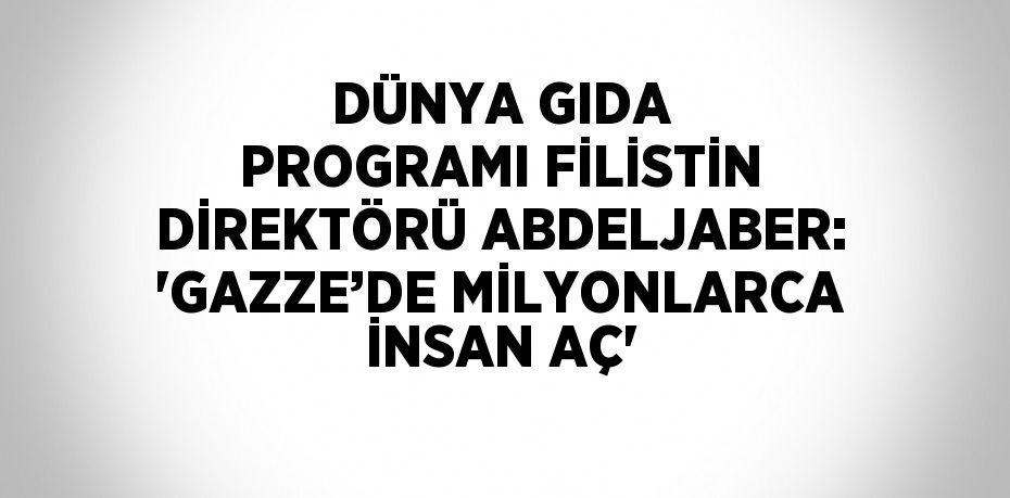 DÜNYA GIDA PROGRAMI FİLİSTİN DİREKTÖRÜ ABDELJABER: 'GAZZE’DE MİLYONLARCA İNSAN AÇ'