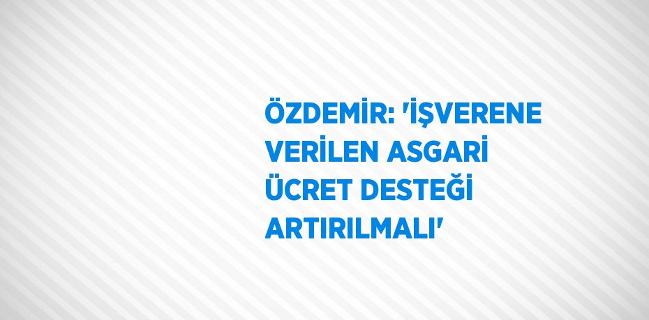 ÖZDEMİR: 'İŞVERENE VERİLEN ASGARİ ÜCRET DESTEĞİ ARTIRILMALI'