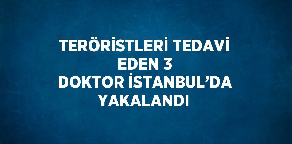 TERÖRİSTLERİ TEDAVİ EDEN 3 DOKTOR İSTANBUL’DA YAKALANDI