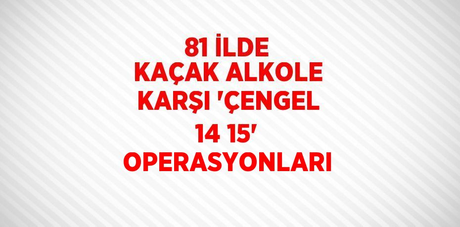 81 İLDE KAÇAK ALKOLE KARŞI 'ÇENGEL 14 15' OPERASYONLARI