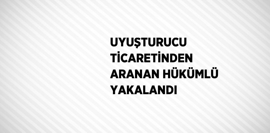 UYUŞTURUCU TİCARETİNDEN ARANAN HÜKÜMLÜ YAKALANDI