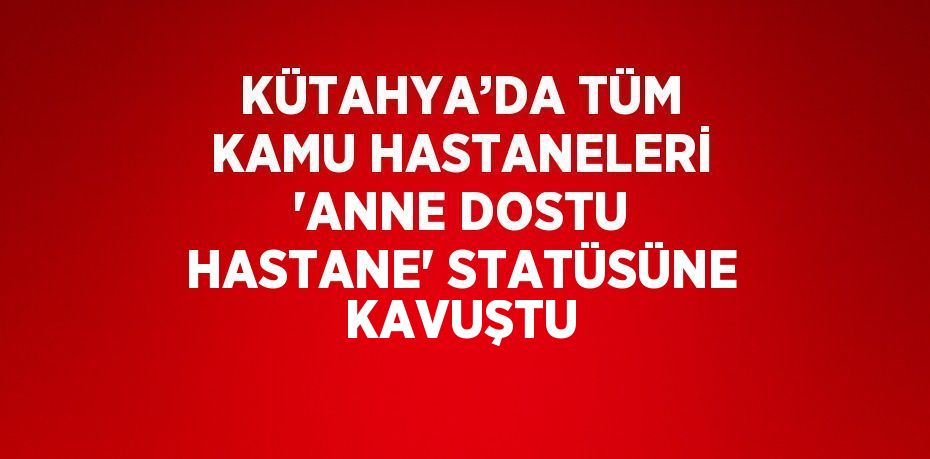 KÜTAHYA’DA TÜM KAMU HASTANELERİ 'ANNE DOSTU HASTANE' STATÜSÜNE KAVUŞTU