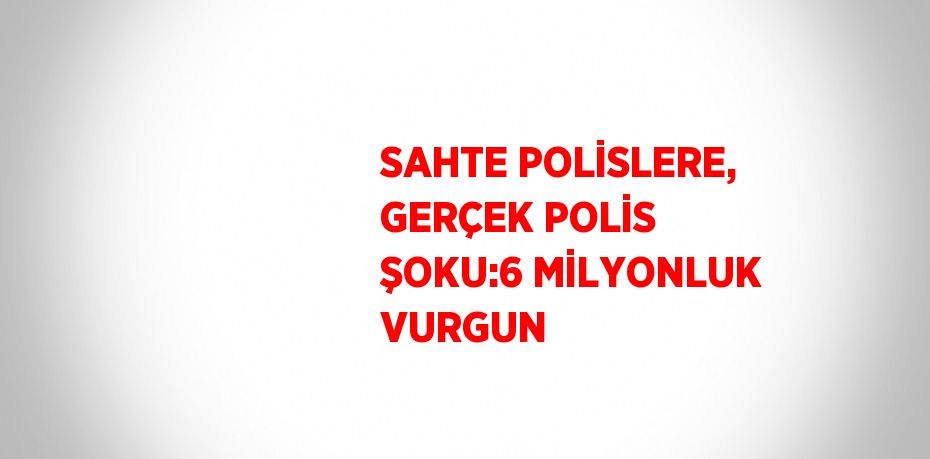 SAHTE POLİSLERE, GERÇEK POLİS ŞOKU:6 MİLYONLUK VURGUN