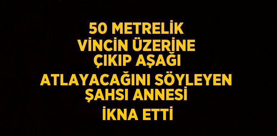 50 METRELİK VİNCİN ÜZERİNE ÇIKIP AŞAĞI ATLAYACAĞINI SÖYLEYEN ŞAHSI ANNESİ İKNA ETTİ