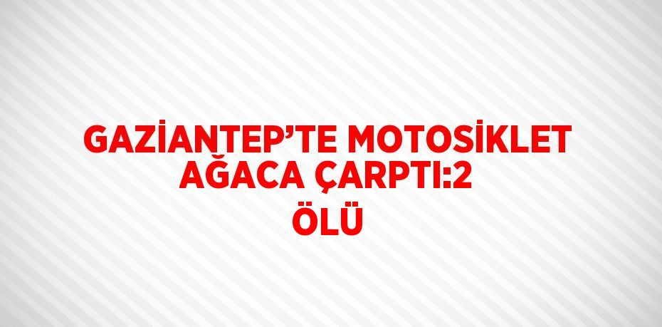 GAZİANTEP’TE MOTOSİKLET AĞACA ÇARPTI:2 ÖLÜ