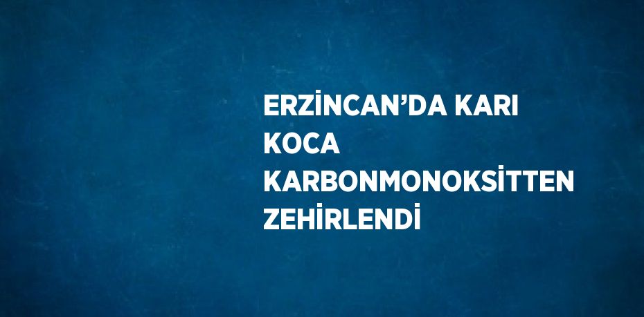 ERZİNCAN’DA KARI KOCA KARBONMONOKSİTTEN ZEHİRLENDİ