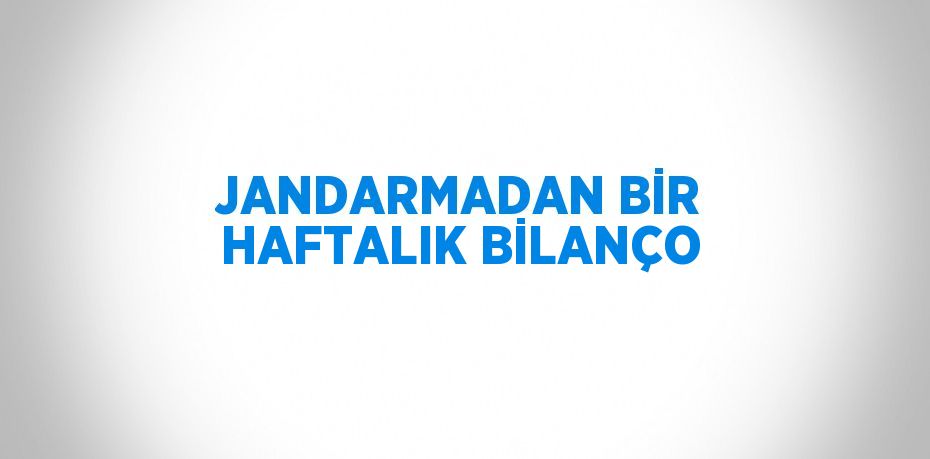 JANDARMADAN BİR HAFTALIK BİLANÇO