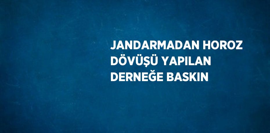 JANDARMADAN HOROZ DÖVÜŞÜ YAPILAN DERNEĞE BASKIN