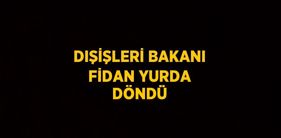 DIŞİŞLERİ BAKANI FİDAN YURDA DÖNDÜ