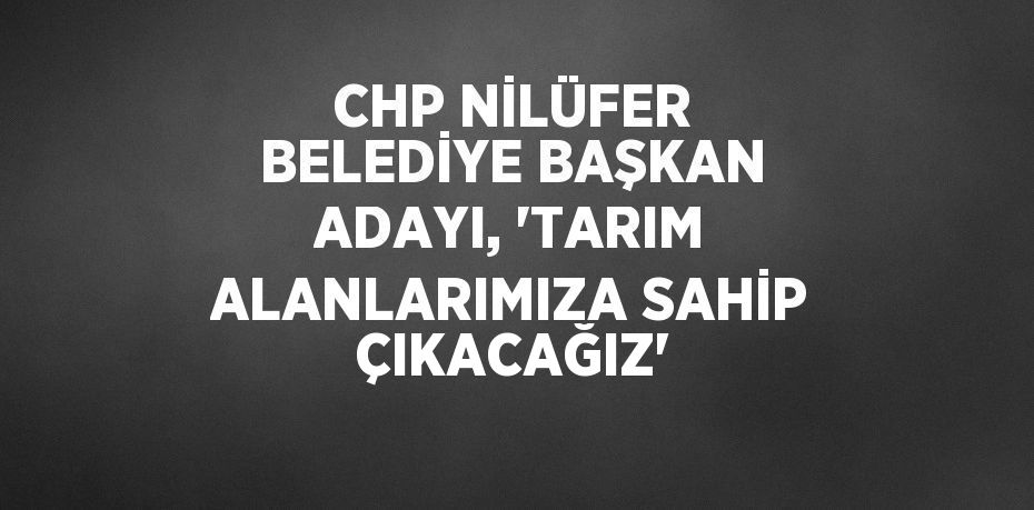 CHP NİLÜFER BELEDİYE BAŞKAN ADAYI, 'TARIM ALANLARIMIZA SAHİP ÇIKACAĞIZ'